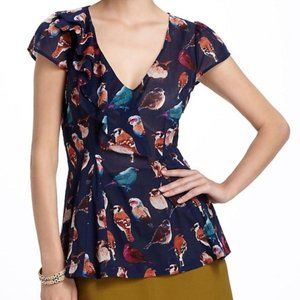 Anthropologie Animal Kingdom Blouse in Birds